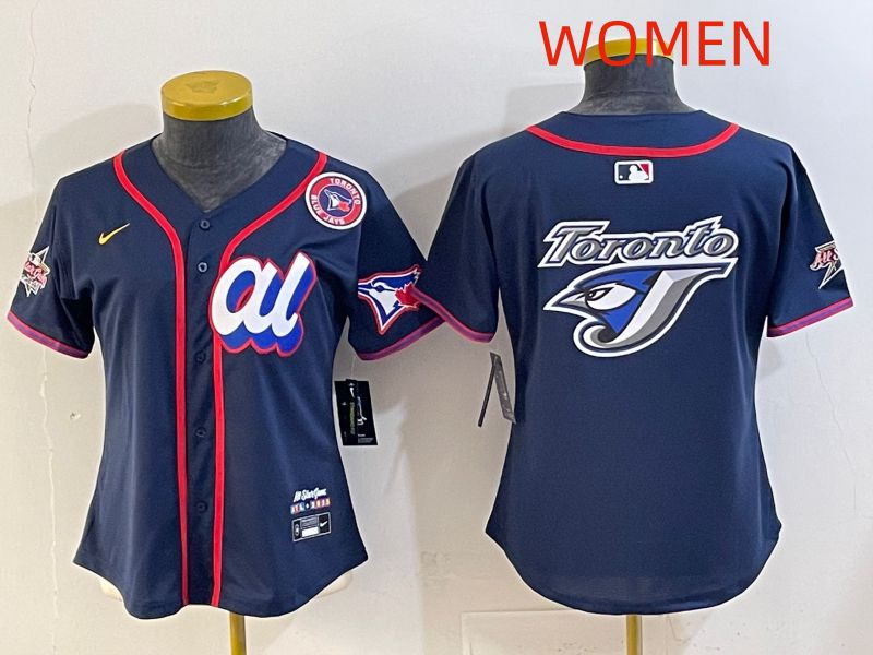 Women 2025 Toronto Blue Jays Blank Drak Blue All star Nike MLB Jersey style 06